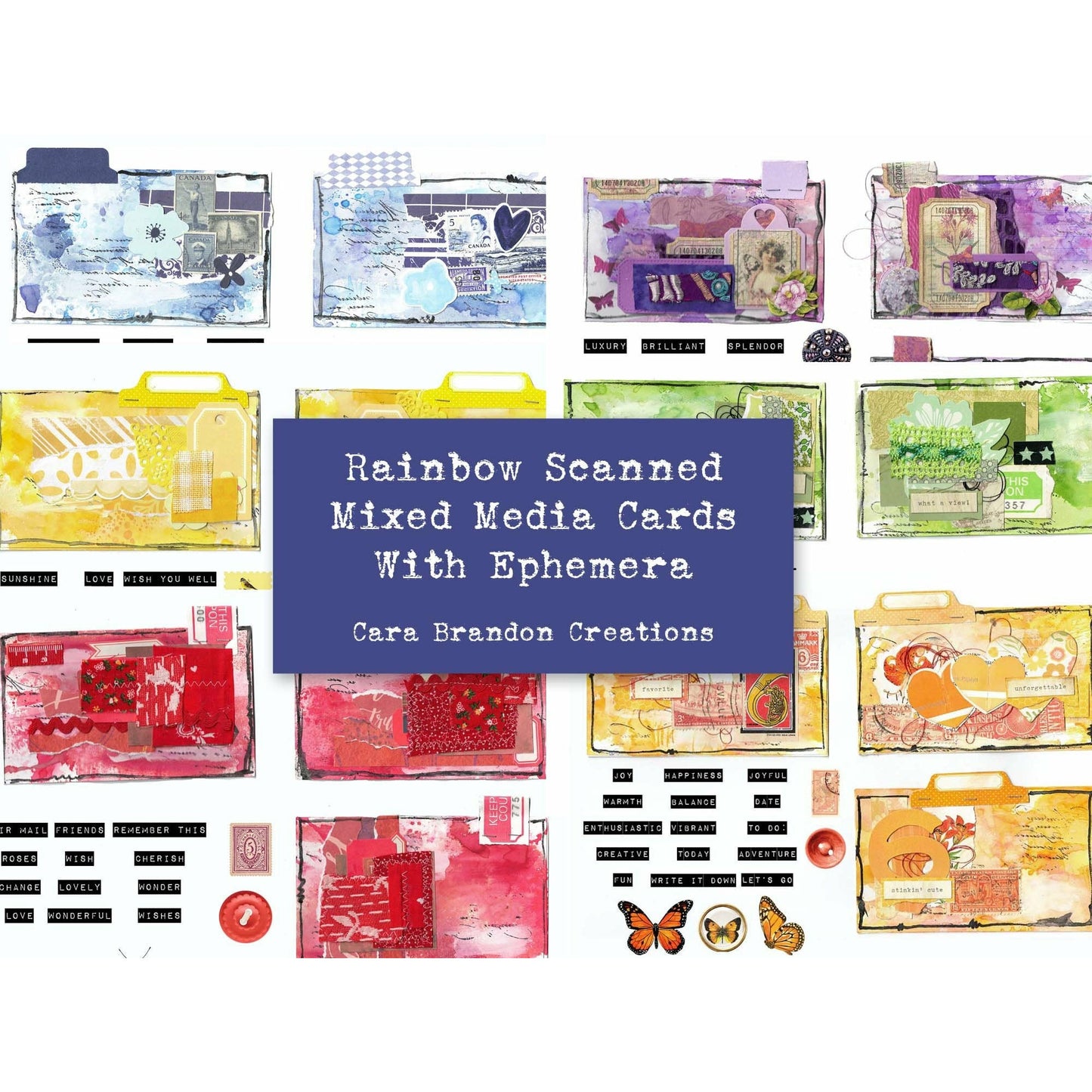 Rainbow Mixed Media Journaling Cards and Ephemera