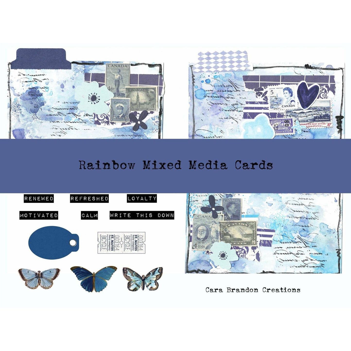 Rainbow Mixed Media Journaling Cards and Ephemera