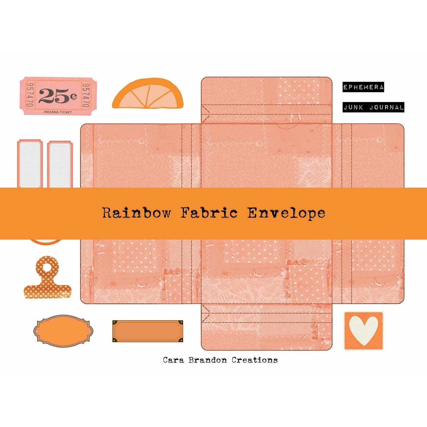 Rainbow Fabric Gusset Envelope and Ephemera