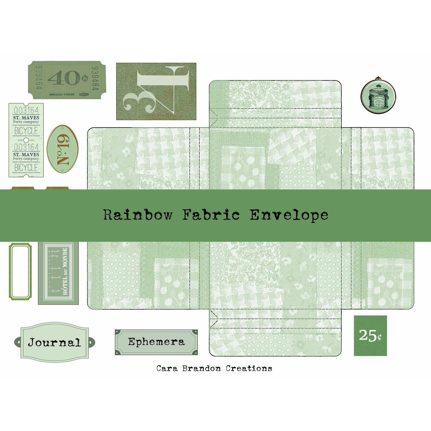 Rainbow Fabric Gusset Envelope and Ephemera