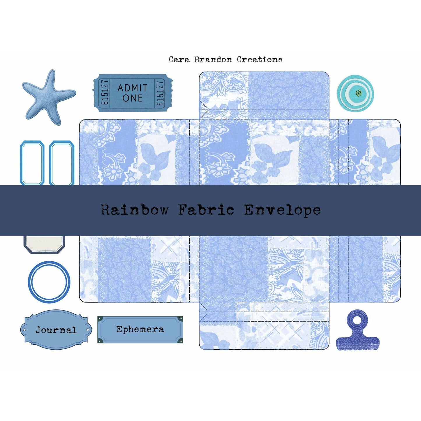 Rainbow Fabric Gusset Envelope and Ephemera