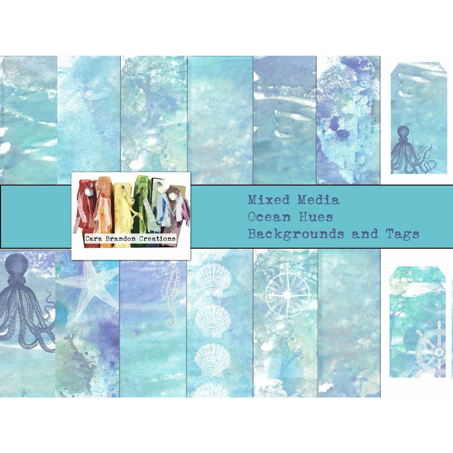 Ocean Hues Mixed Media Backgrounds