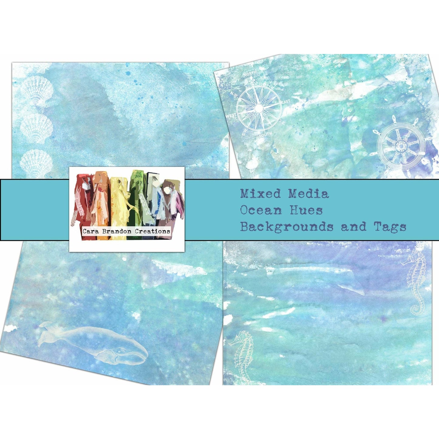 Ocean Hues Mixed Media Backgrounds
