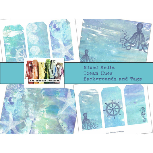 Ocean Hues Mixed Media Backgrounds