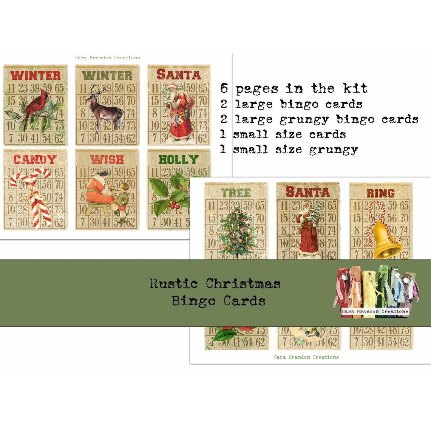 Rustic Christmas Bingo Cards