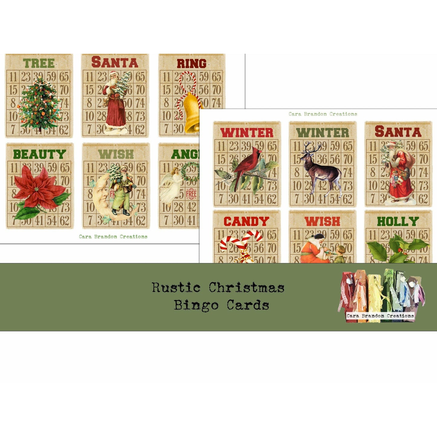 Rustic Christmas Bingo Cards