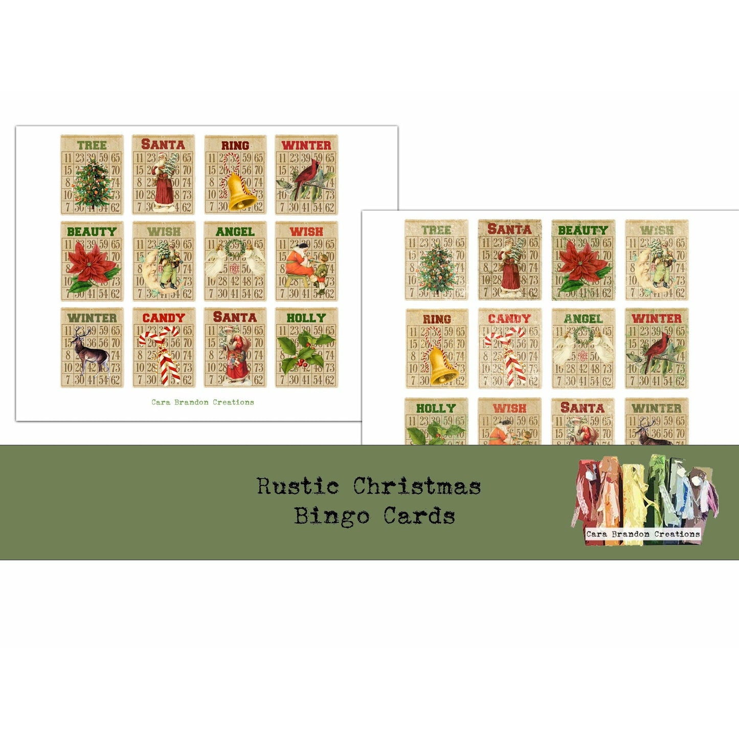 Rustic Christmas Bingo Cards