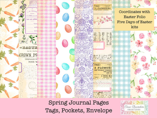 Spring and Easter Journal Pages, tags, Pockets, and Envelope Kit
