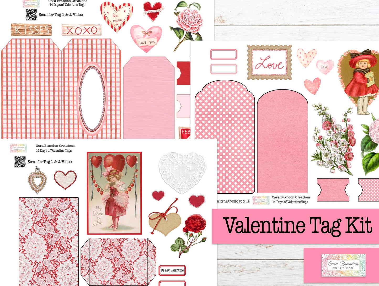 14 Days of Valentine Tags Junk Journal Kit