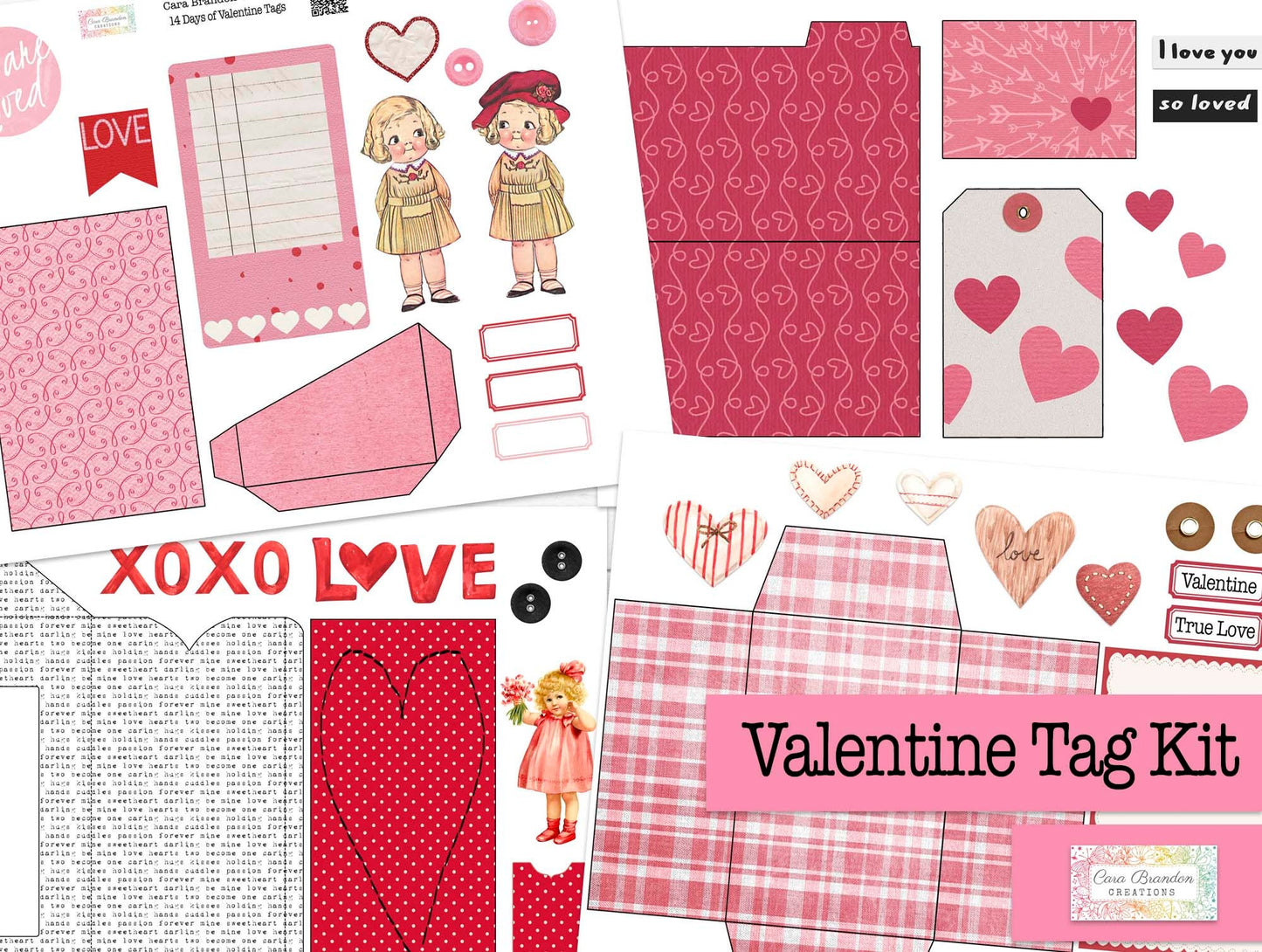 14 Days of Valentine Tags Junk Journal Kit