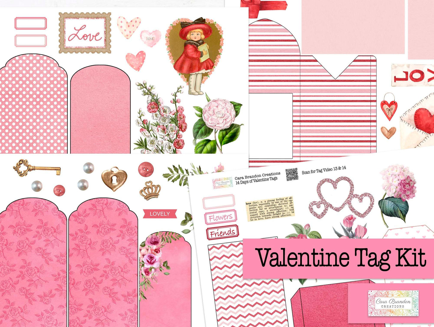 14 Days of Valentine Tags Junk Journal Kit