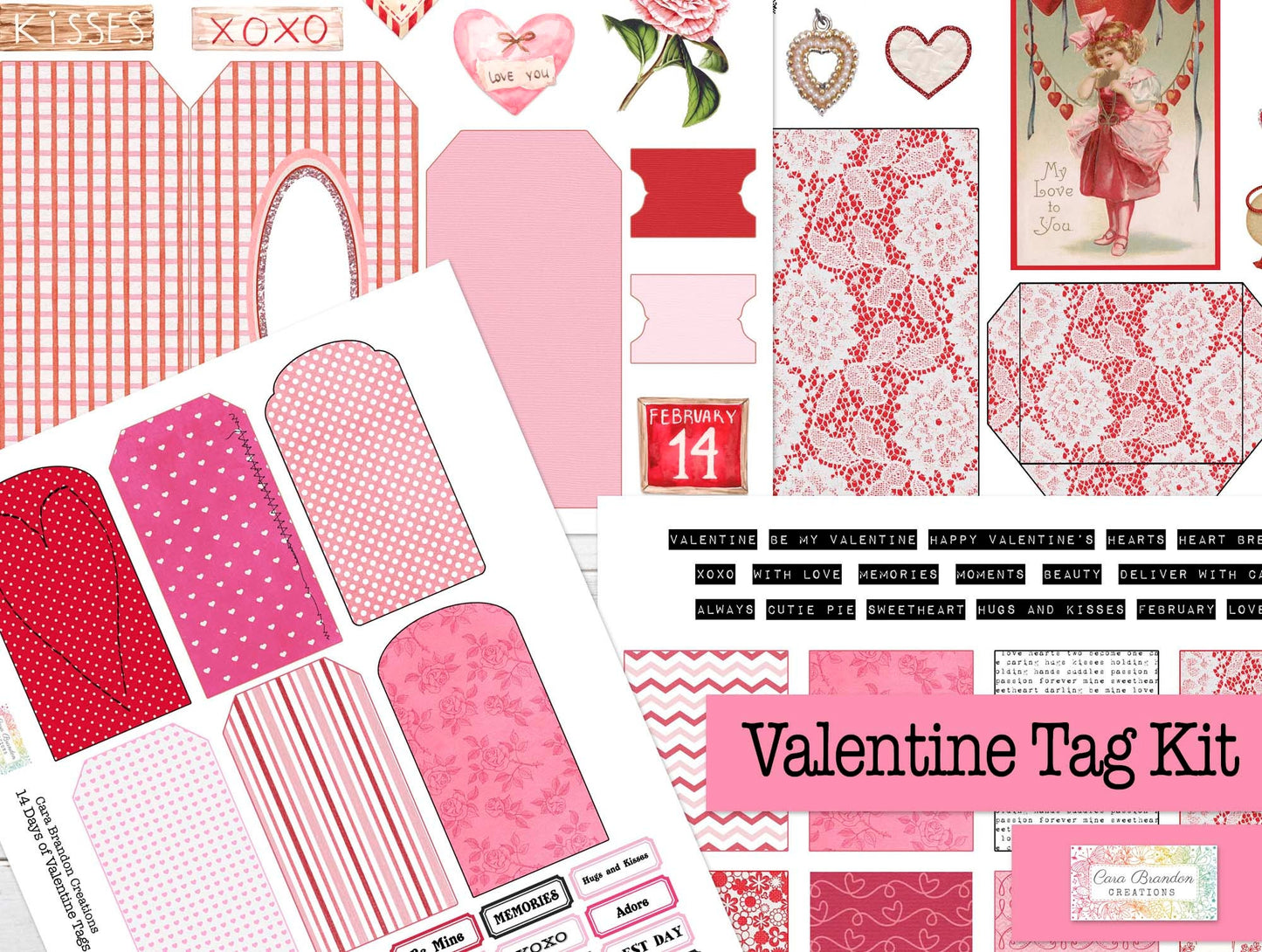 14 Days of Valentine Tags Junk Journal Kit