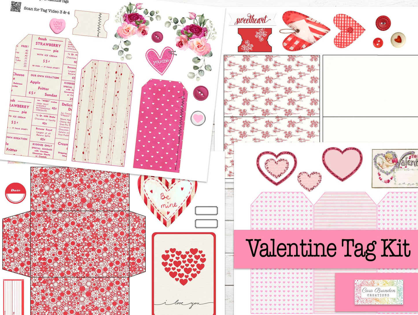 14 Days of Valentine Tags Junk Journal Kit