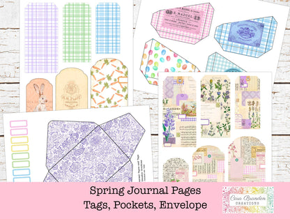 Spring and Easter Journal Pages, tags, Pockets, and Envelope Kit