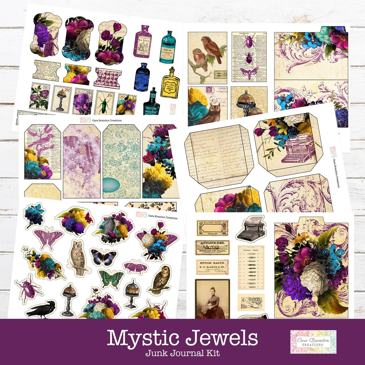 Mystic Jewels Digital Junk Journal Kit